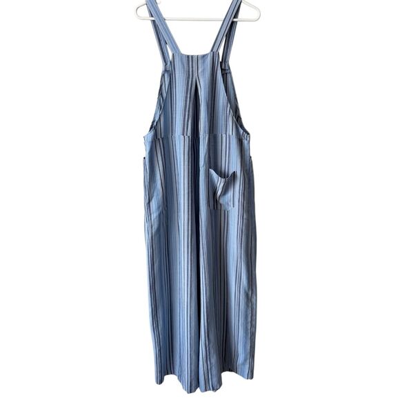 NWOT Halara Stripe Wide Leg Flowy Casual Linen-Feel Overalls with Pockets XL Blu - Picture 3 of 9
